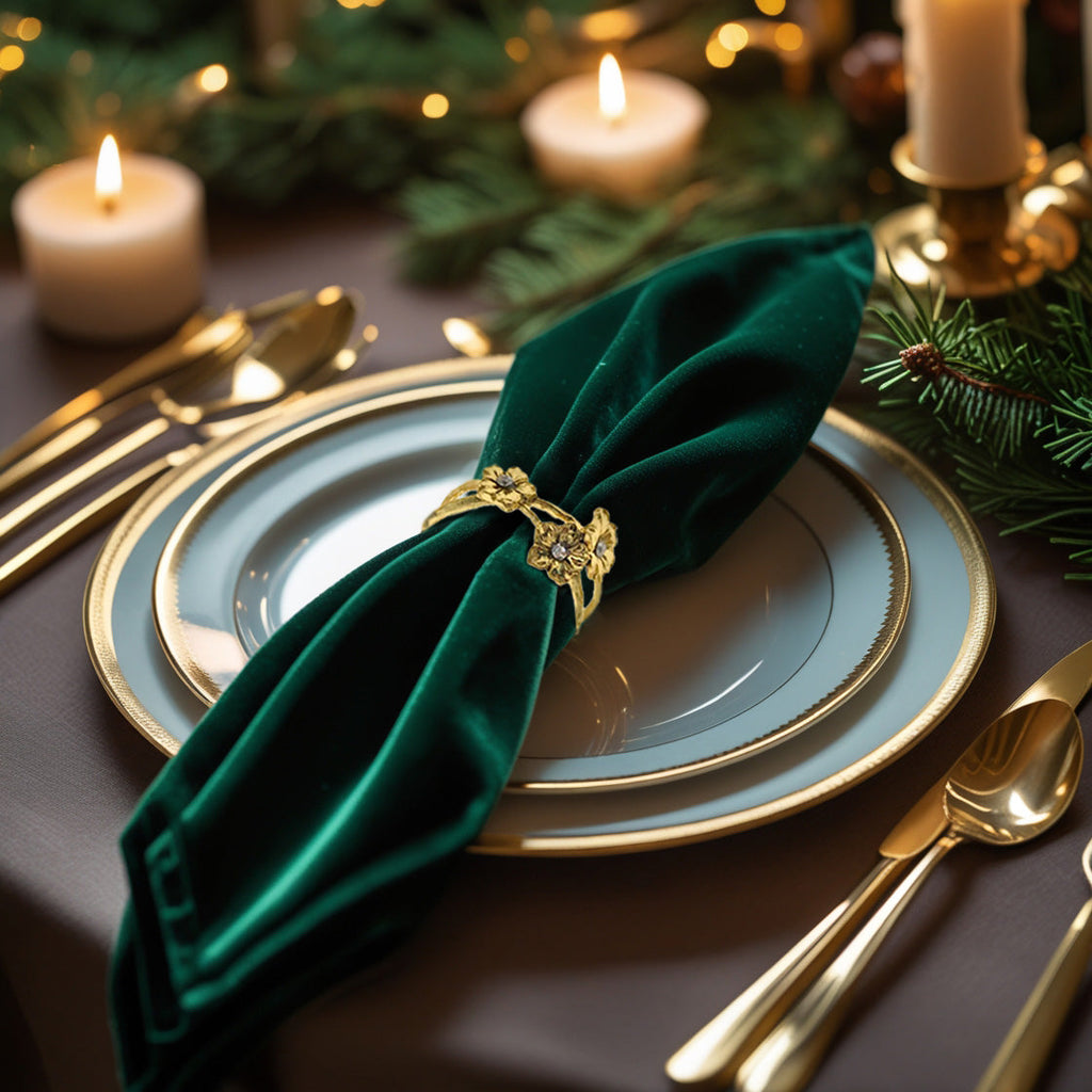 Napkin Rings in Gold Flower Design - Set of 4