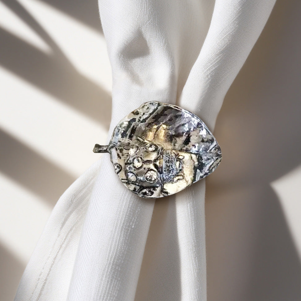 Napkin Rings in Silver Nickel Finish Ladybug Design - Set of 4