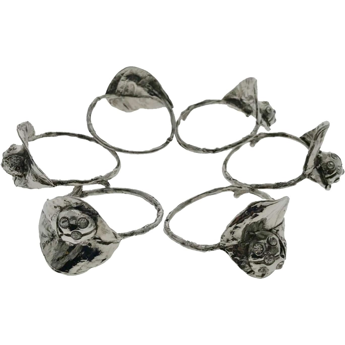 Napkin Rings in Silver Nickel Finish Ladybug Design - Set of 4