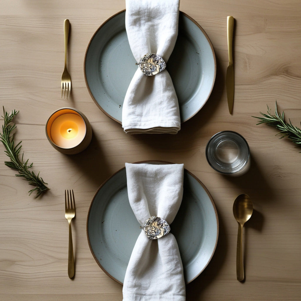 Napkin Rings in Silver Nickel Finish Ladybug Design - Set of 4