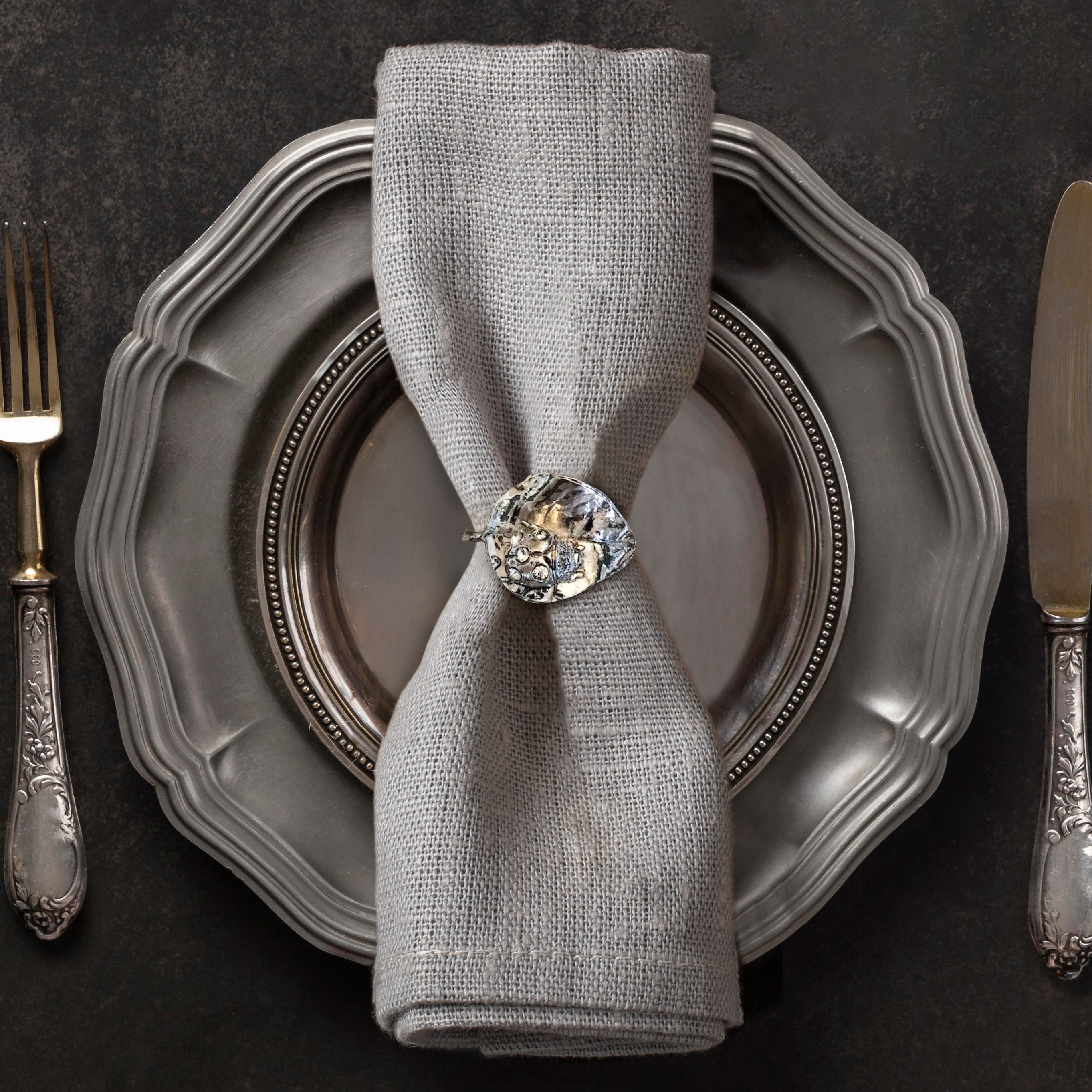 Napkin Rings in Silver Nickel Finish Ladybug Design - Set of 4