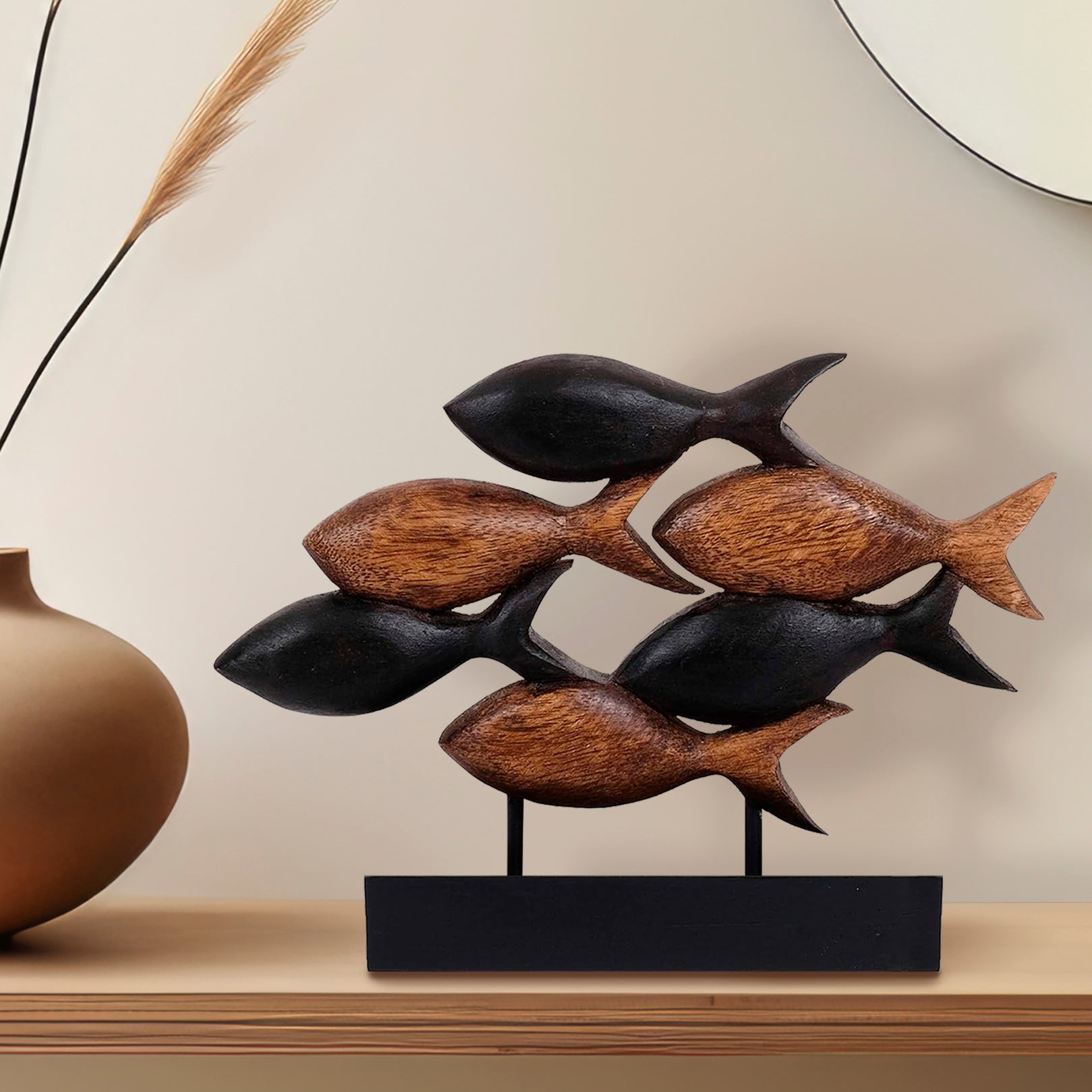 Aqua Serenity – Hand-Carved Wooden Fish Sculpture, Artistic Home Décor, Gift for Mom