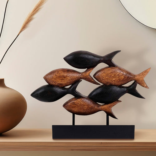 Aqua Serenity – Hand-Carved Wooden Fish Sculpture, Artistic Home Décor, Gift for Mom