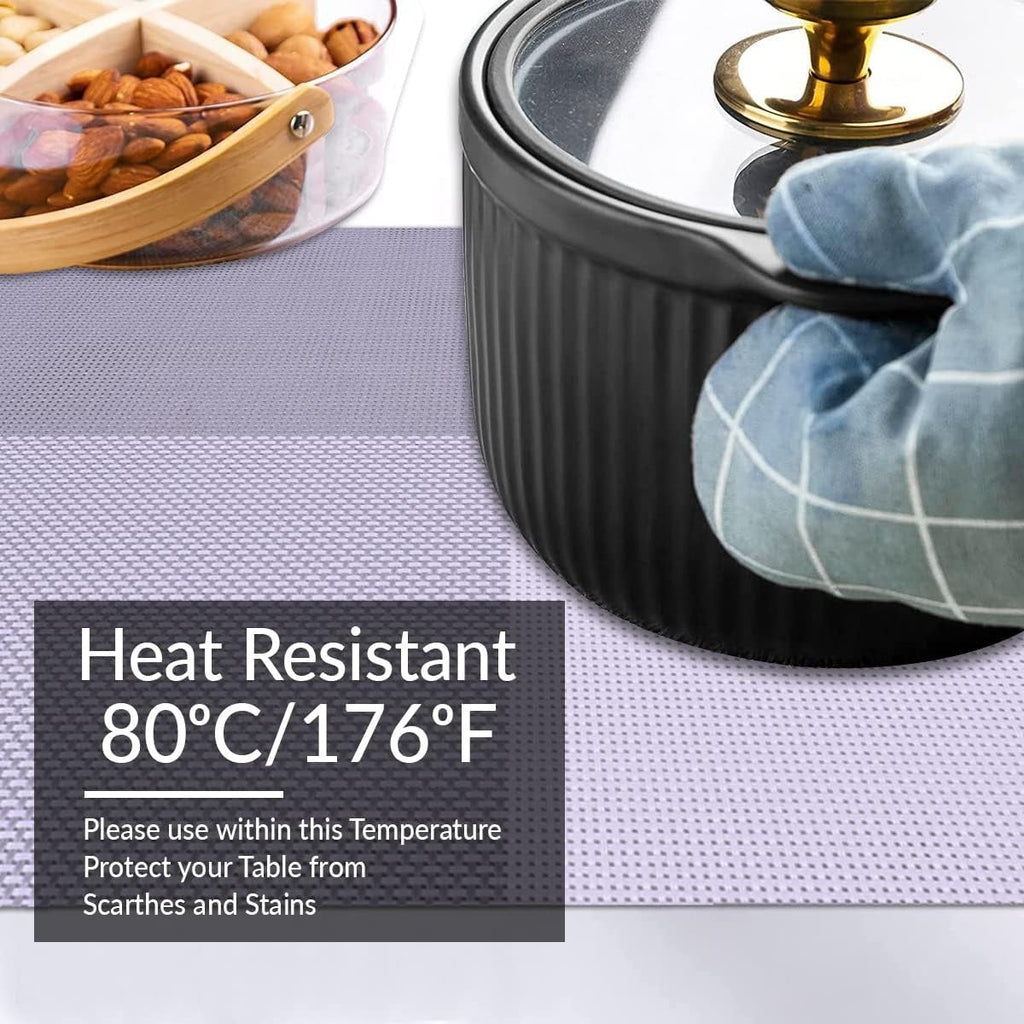 Notting Hill White Gray Placemats – Washable Heat Resistant