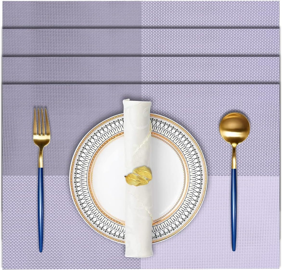 Notting Hill White Gray Placemats – Washable Heat Resistant