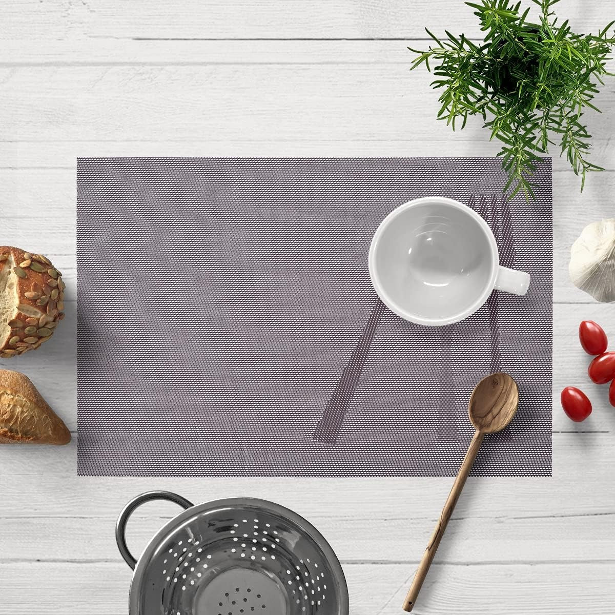Devonshire Light Brown Placemats - Table Protector for Kitchen Decor Washable