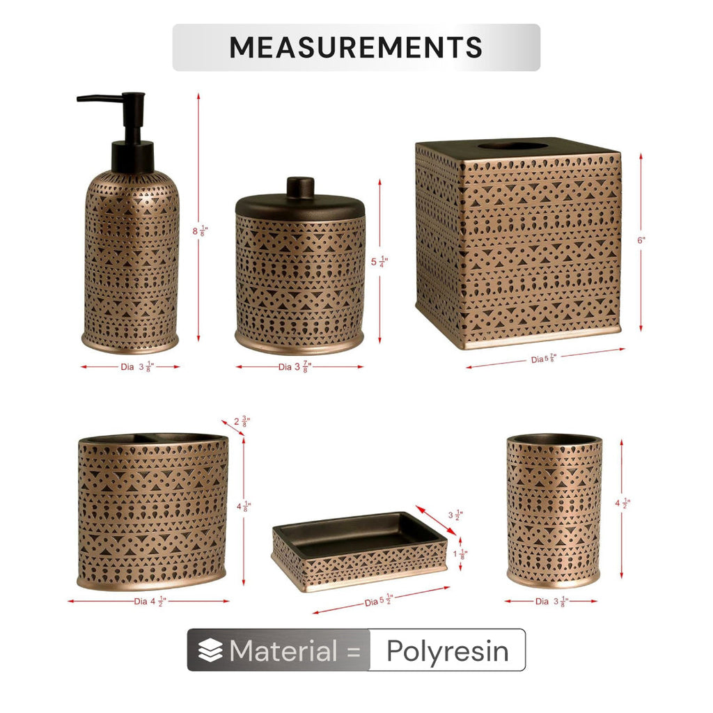 The Cappello Collection - Elegant Modern Bathroom Décor Accessories Set of 6