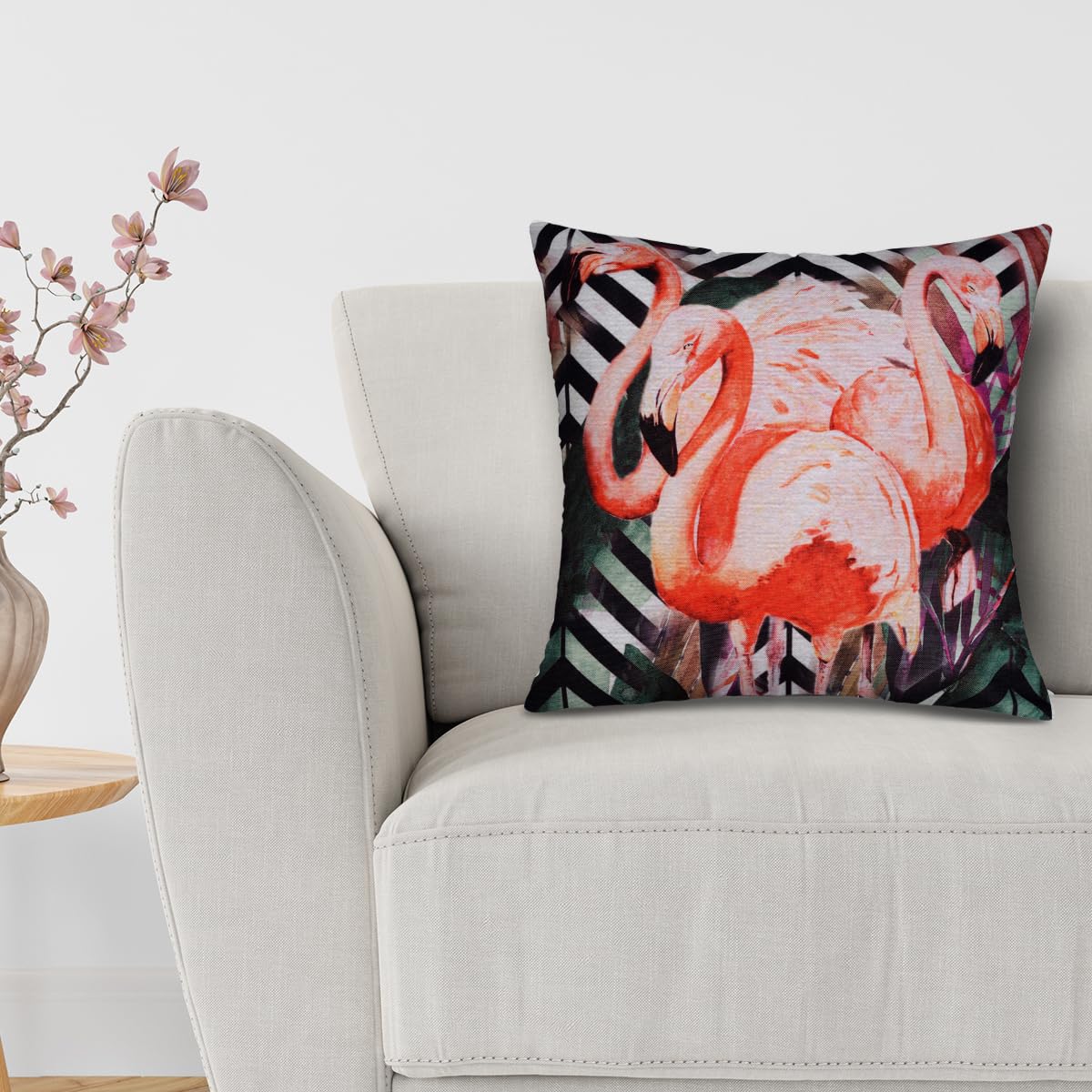 Flamingo Printed Design Throw Pillow Covers