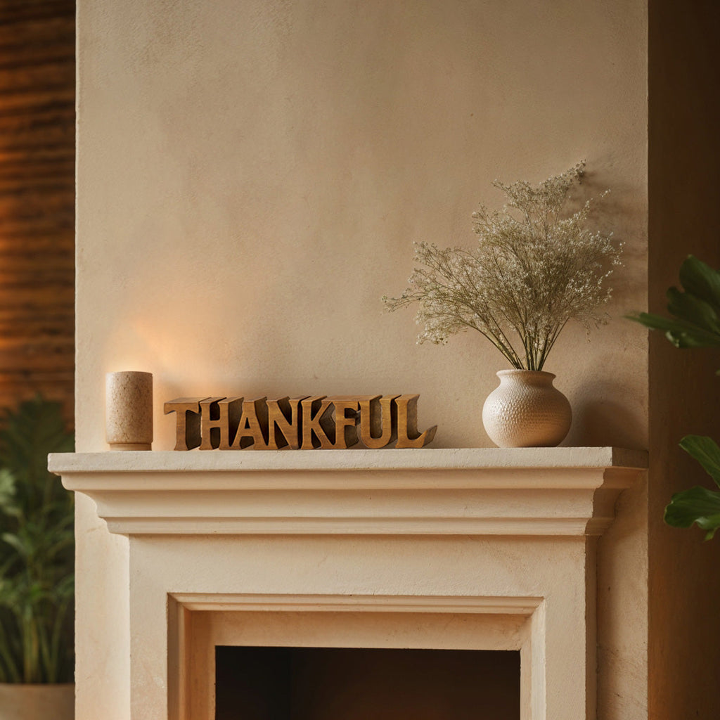 Thankful Wooden Sculpture – Hand-Carved Gift of Gratitude | Decozen Luxe, Gift for Mom