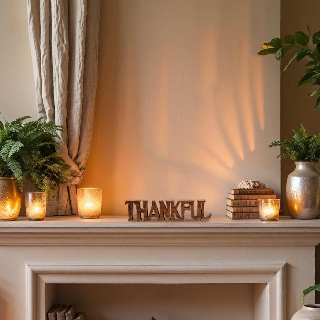Thankful Wooden Sculpture – Hand-Carved Gift of Gratitude | Decozen Luxe, Gift for Mom