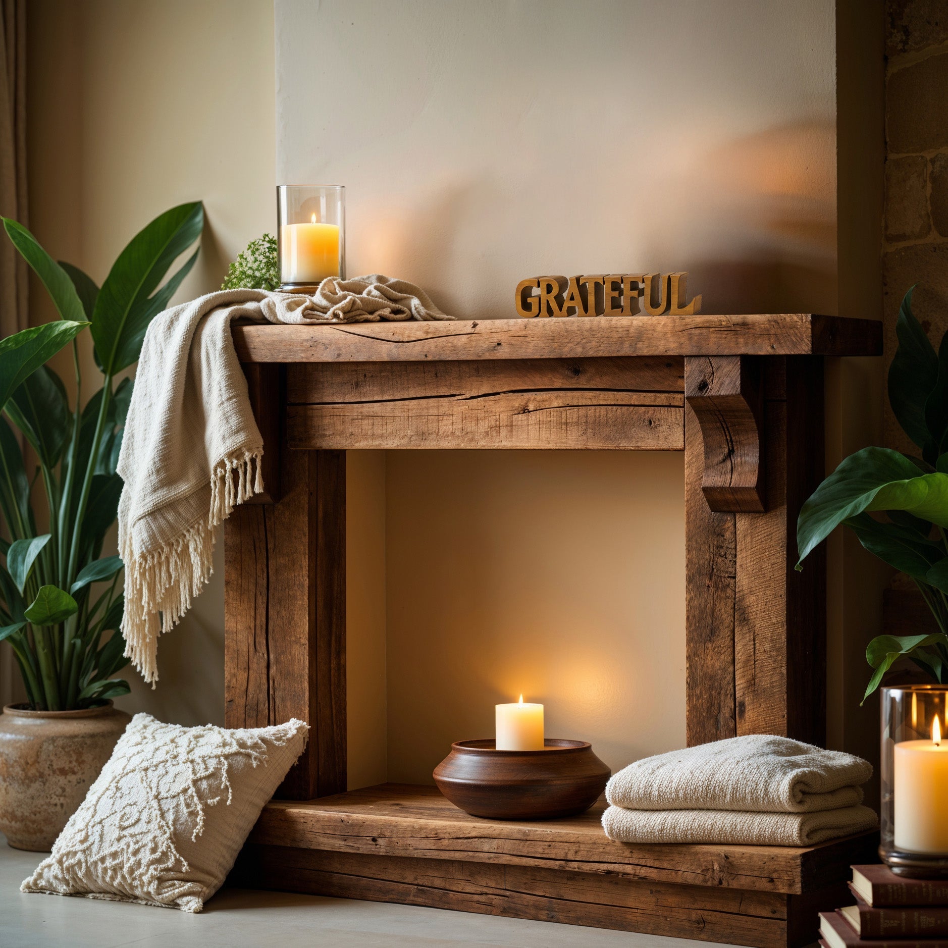 Gratitude Bloom – Hand-Carved Wooden Sculpture, Elegant Decorative Home Art, Gift for Mom