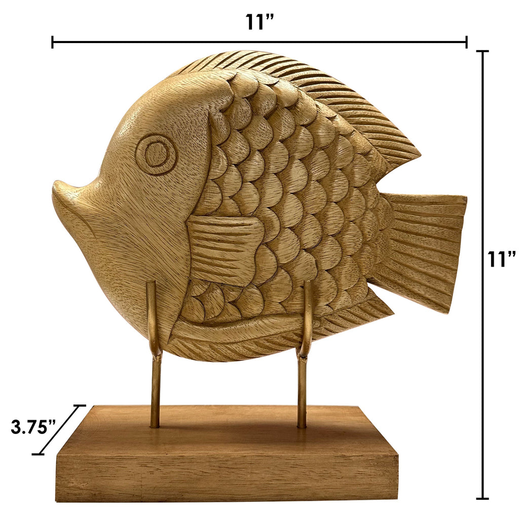 Ocean Whisper – Hand-Carved Wooden Fish Sculpture, Artistic Home Décor, Gift for Mom