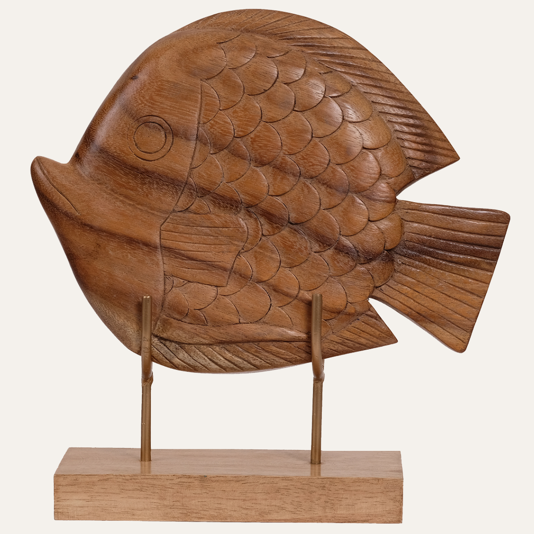 Ocean Whisper – Hand-Carved Wooden Fish Sculpture, Artistic Home Décor, Gift for Mom