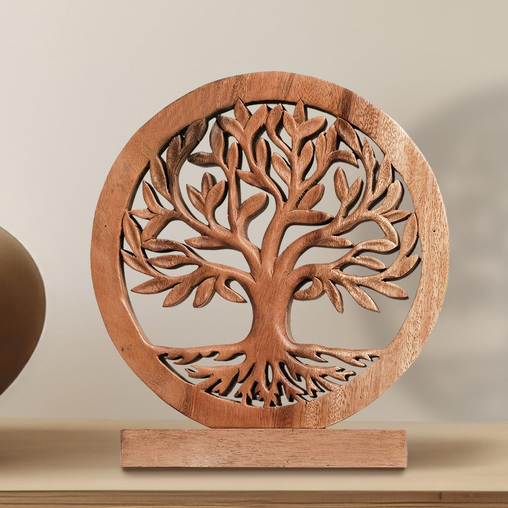 Cloverly Tree of Life Wooden Sculpture(Medium) – Handmade Decorative Art | Decozen Luxe, Gift for Mom