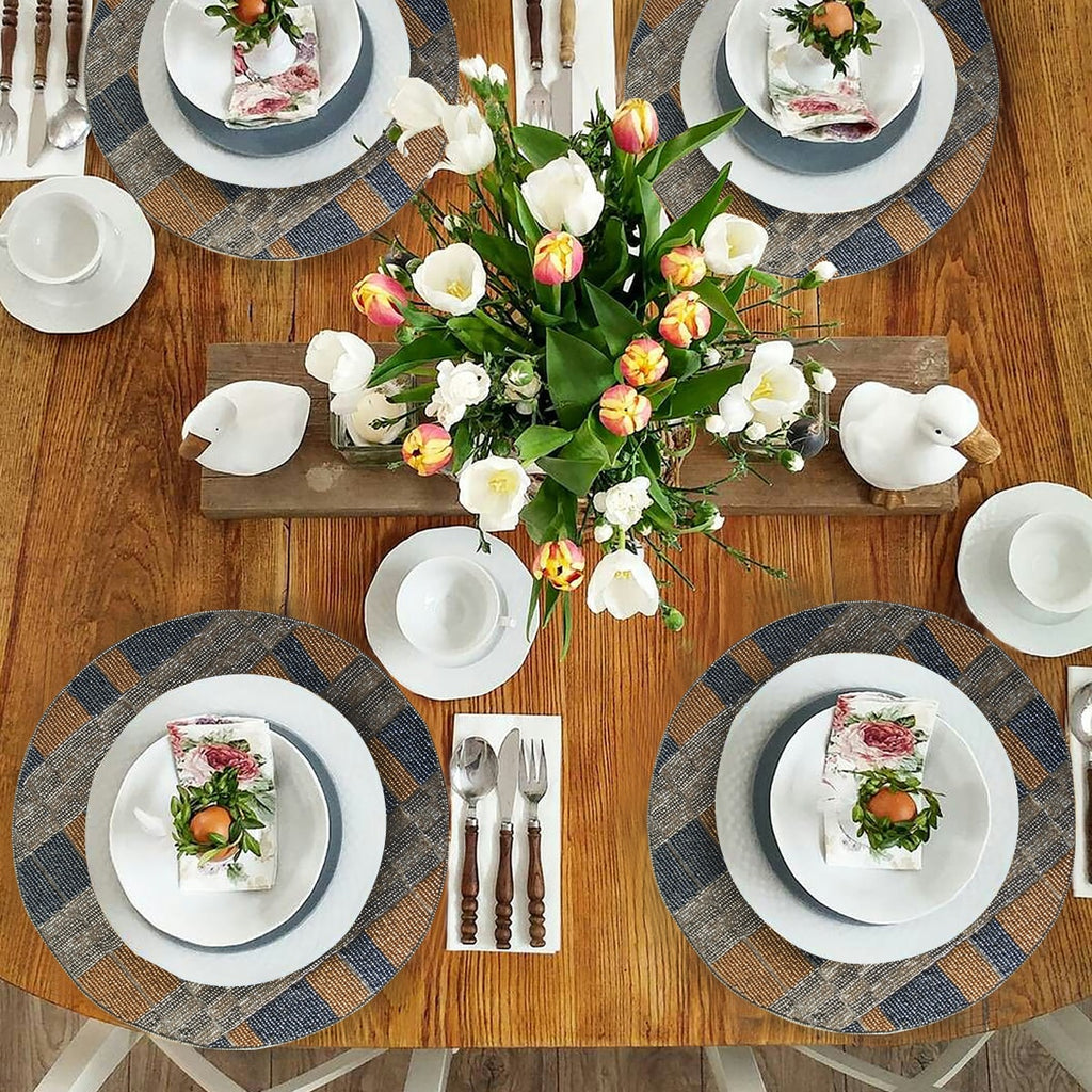 Luna Crest – Elegant Beaded Placemats, Luxurious Decorative Dining Table Décor 14 inch