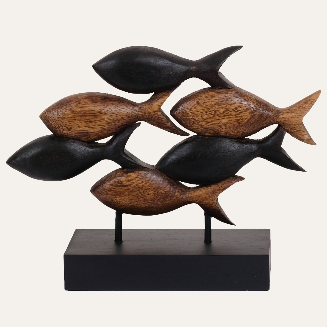 Aqua Serenity – Hand-Carved Wooden Fish Sculpture, Artistic Home Décor, Gift for Mom