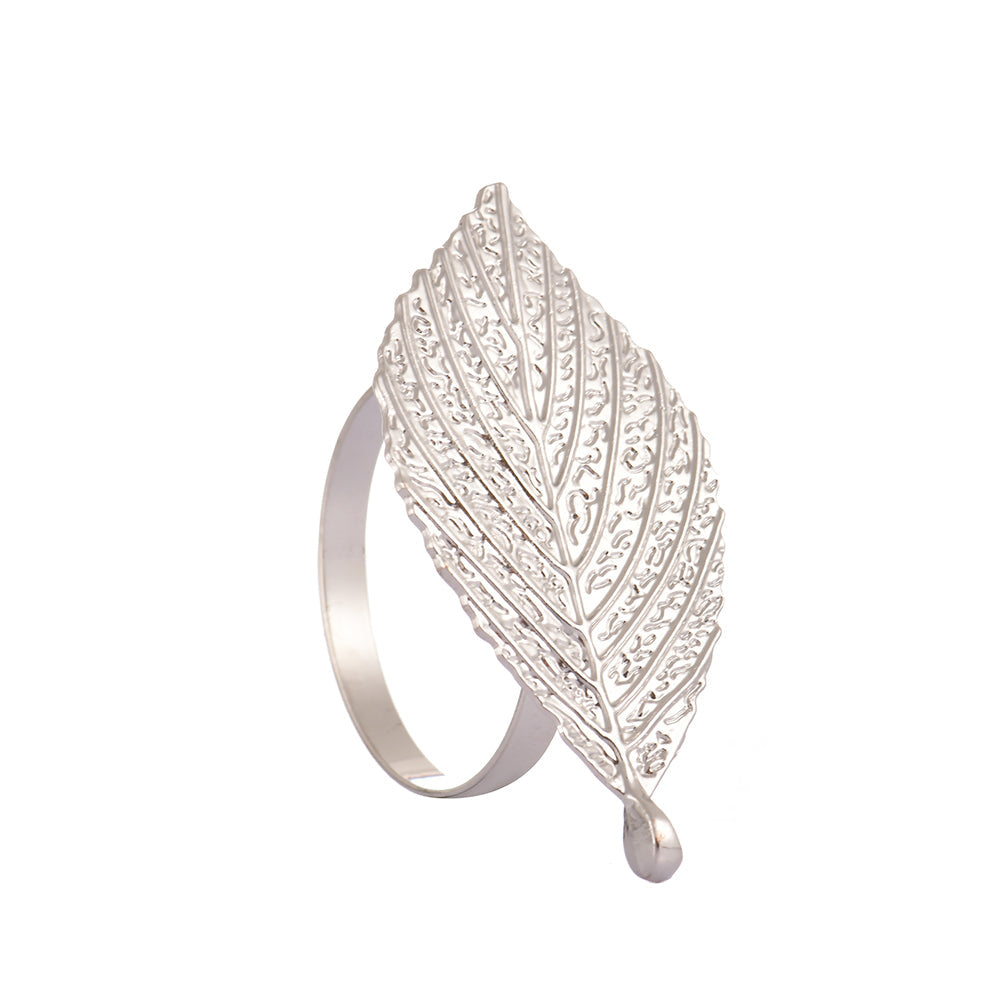 Silver Leaf – Napkin Rings in Silver Leaf Design, Elegant Decorative Dining Table Décor