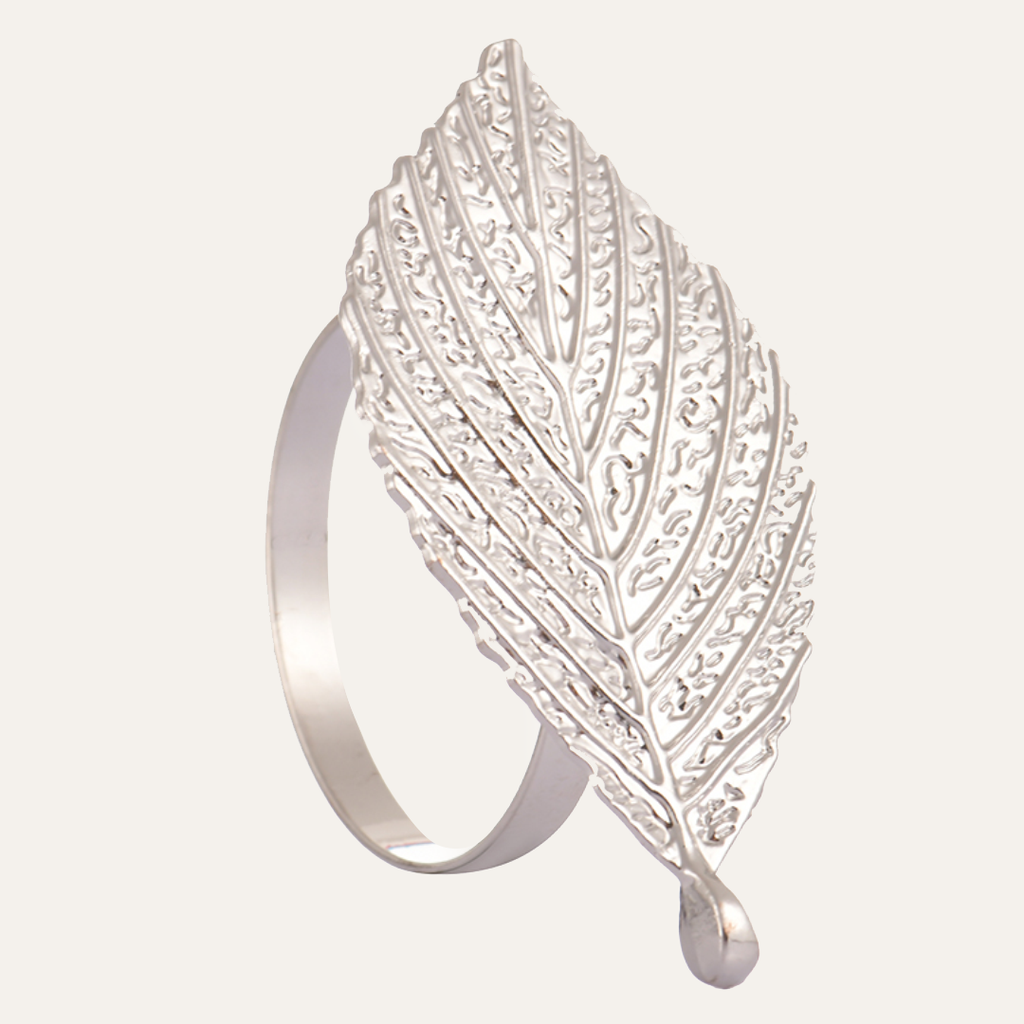 Silver Leaf – Napkin Rings in Silver Leaf Design, Elegant Decorative Dining Table Décor