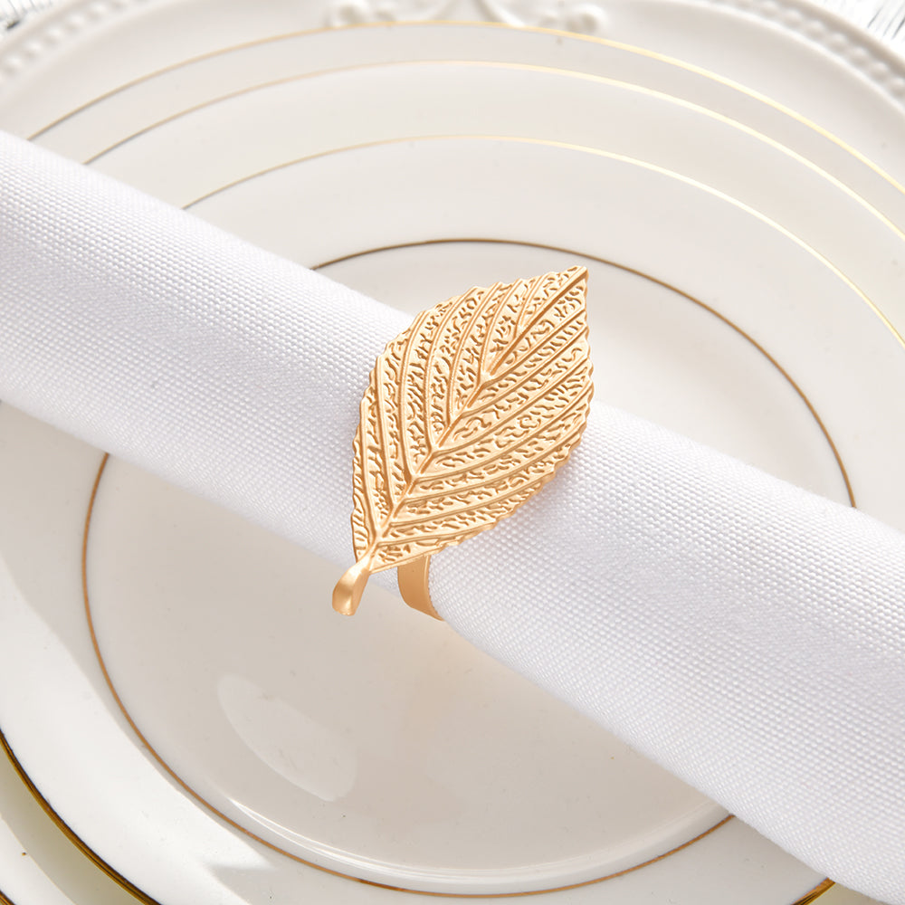 Luxe Petal – Napkin Rings in Gold Leaf Design, Artistic Decorative Dining Table Décor