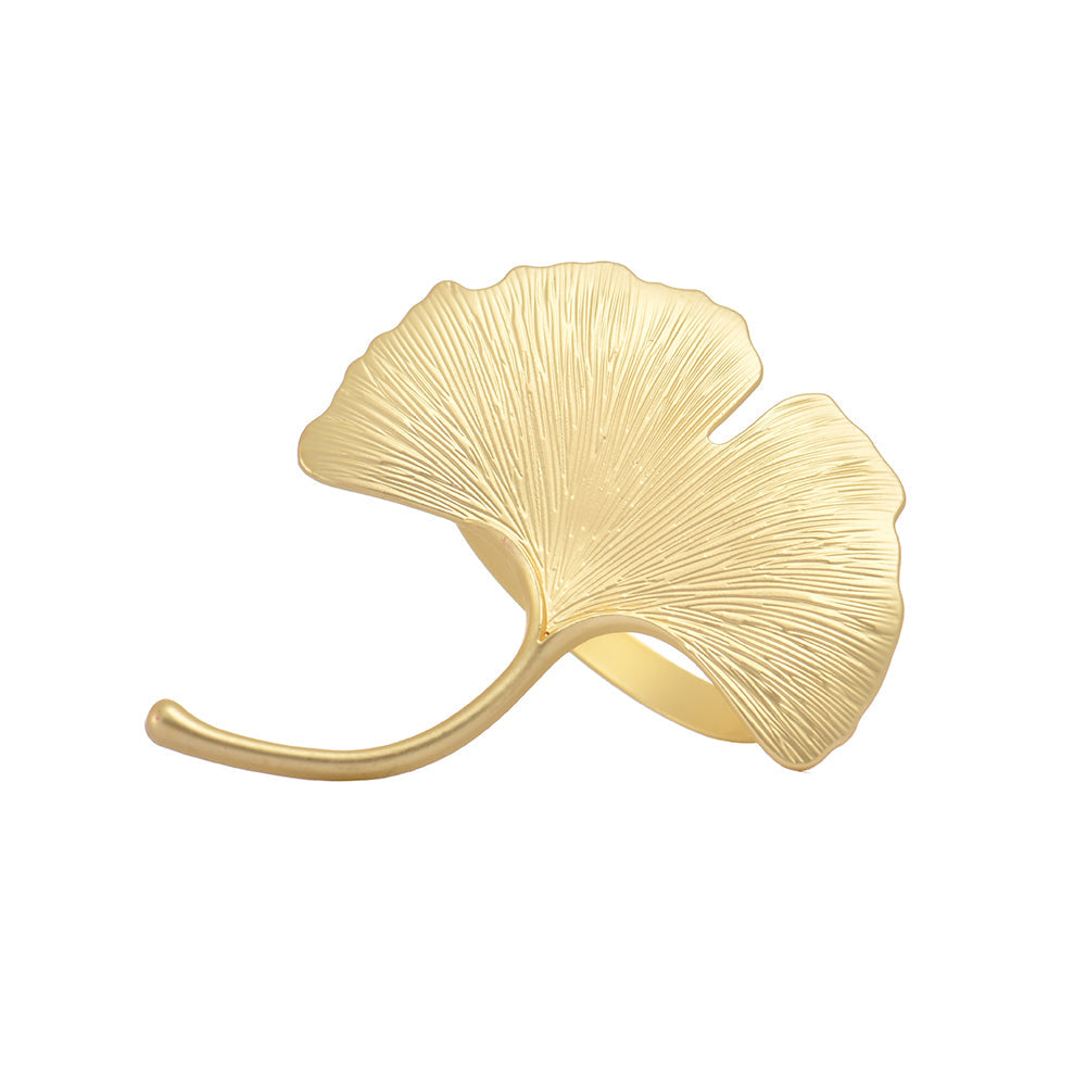 Auric Bloom – Napkin Rings in Gold Leaf Design, Stylish Decorative Dining Table Accent