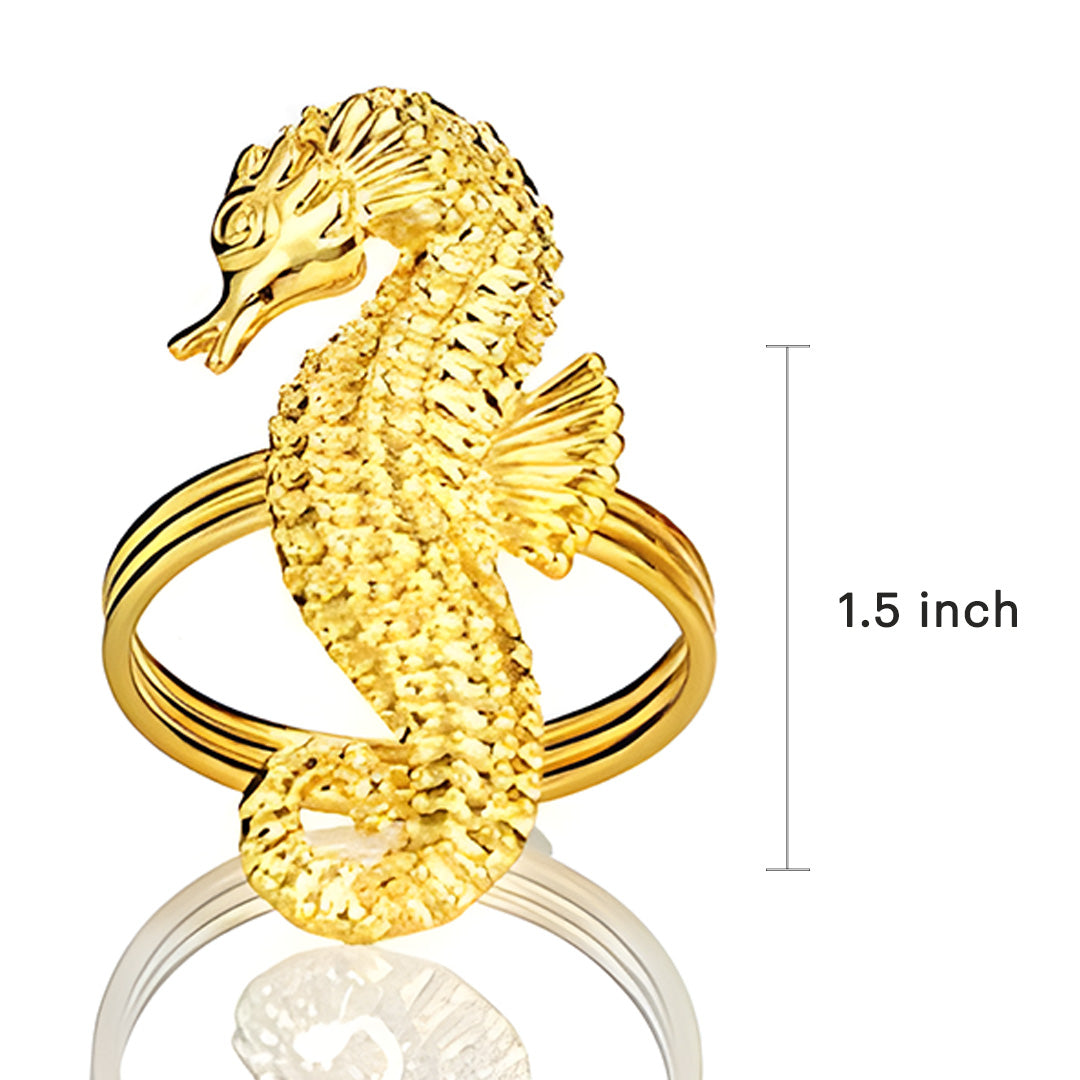 Ocean Majesty – Napkin Rings in Gold Sea Horse Design, Luxurious Decorative Dining Table Accent