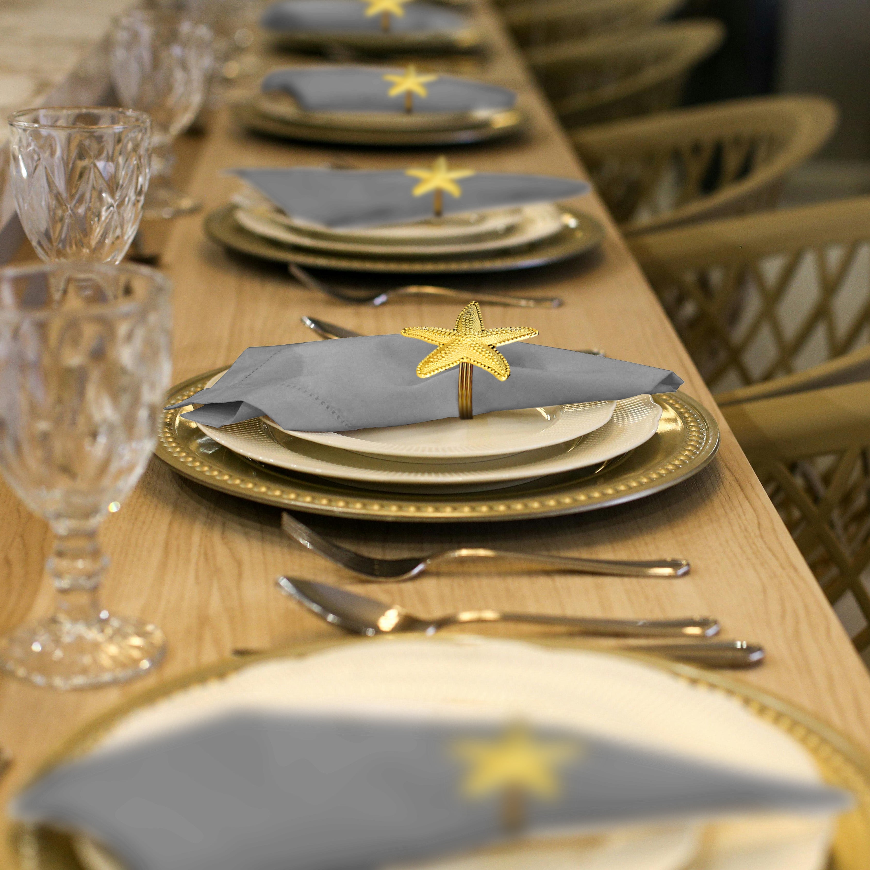 Golden Star – Napkin Rings in Gold Star Fish Design, Elegant Decorative Dining Table Décor