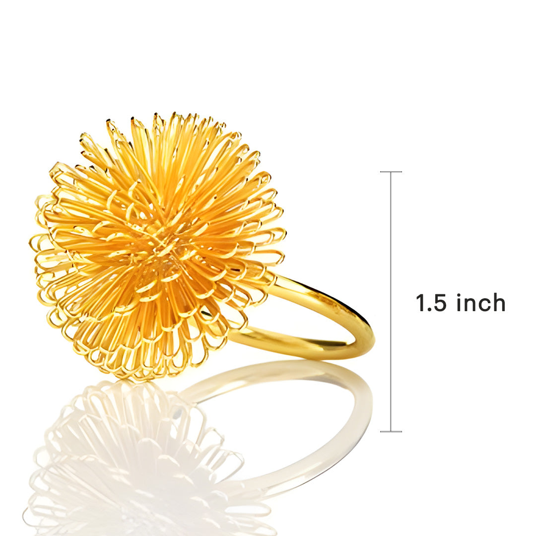 Floral Grace – Napkin Rings in Gold Floral Design, Artistic Decorative Dining Table Accent