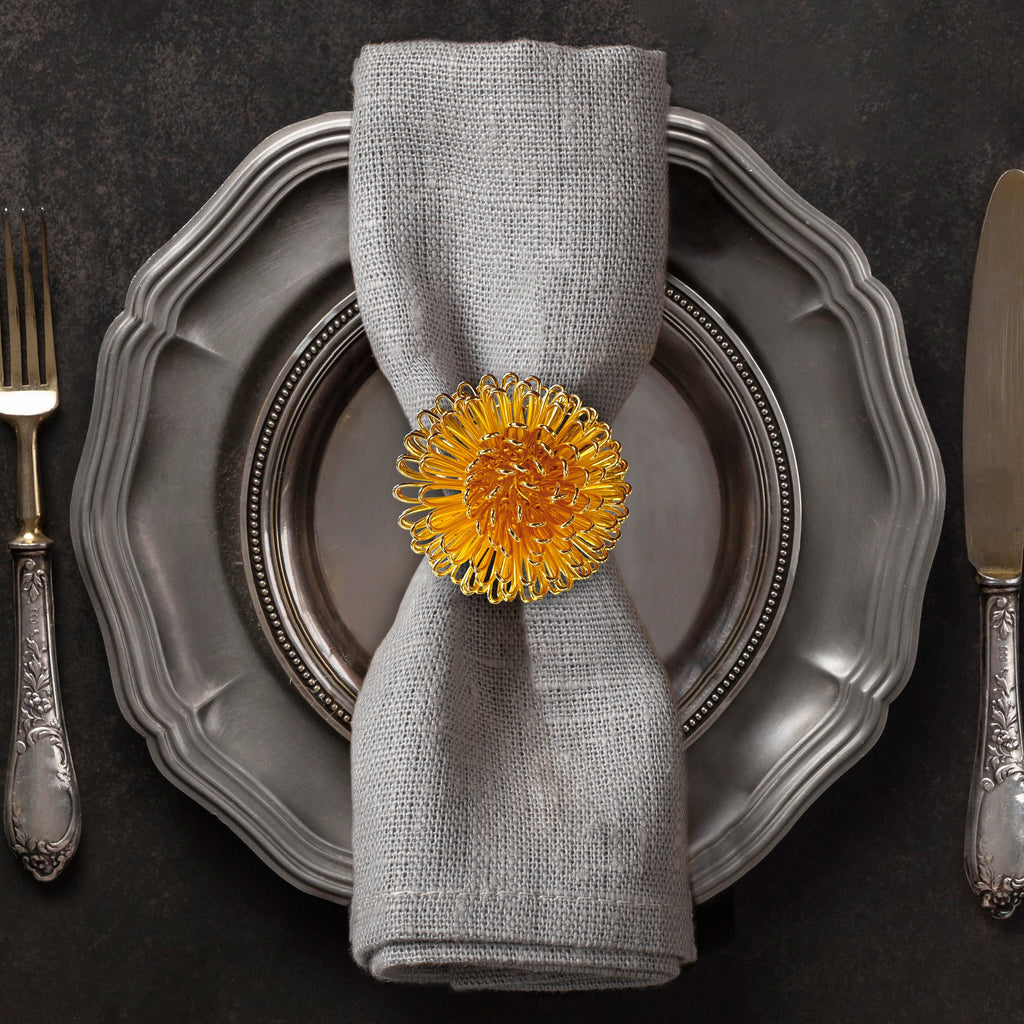 Floral Grace – Napkin Rings in Gold Floral Design, Artistic Decorative Dining Table Accent
