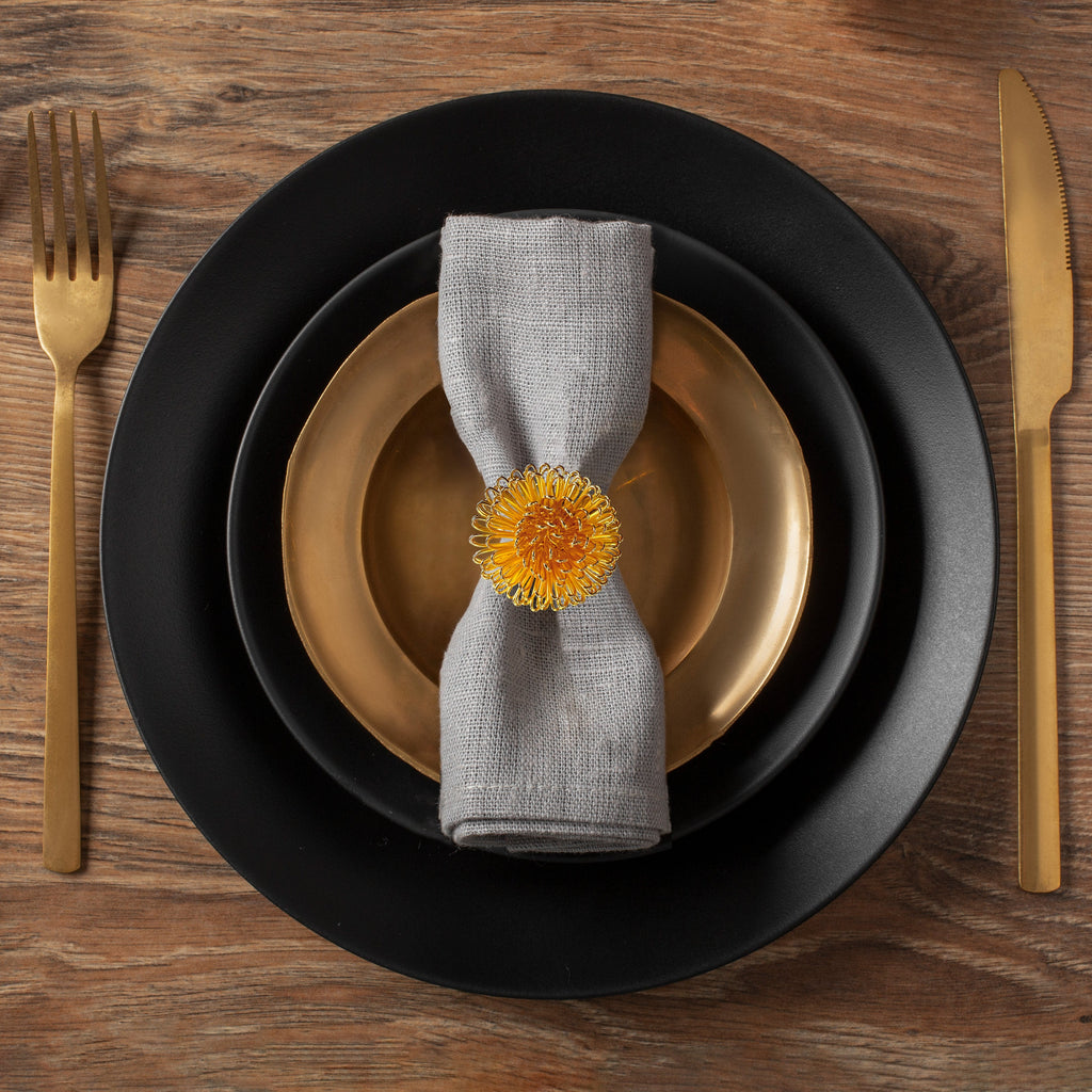 Floral Grace – Napkin Rings in Gold Floral Design, Artistic Decorative Dining Table Accent