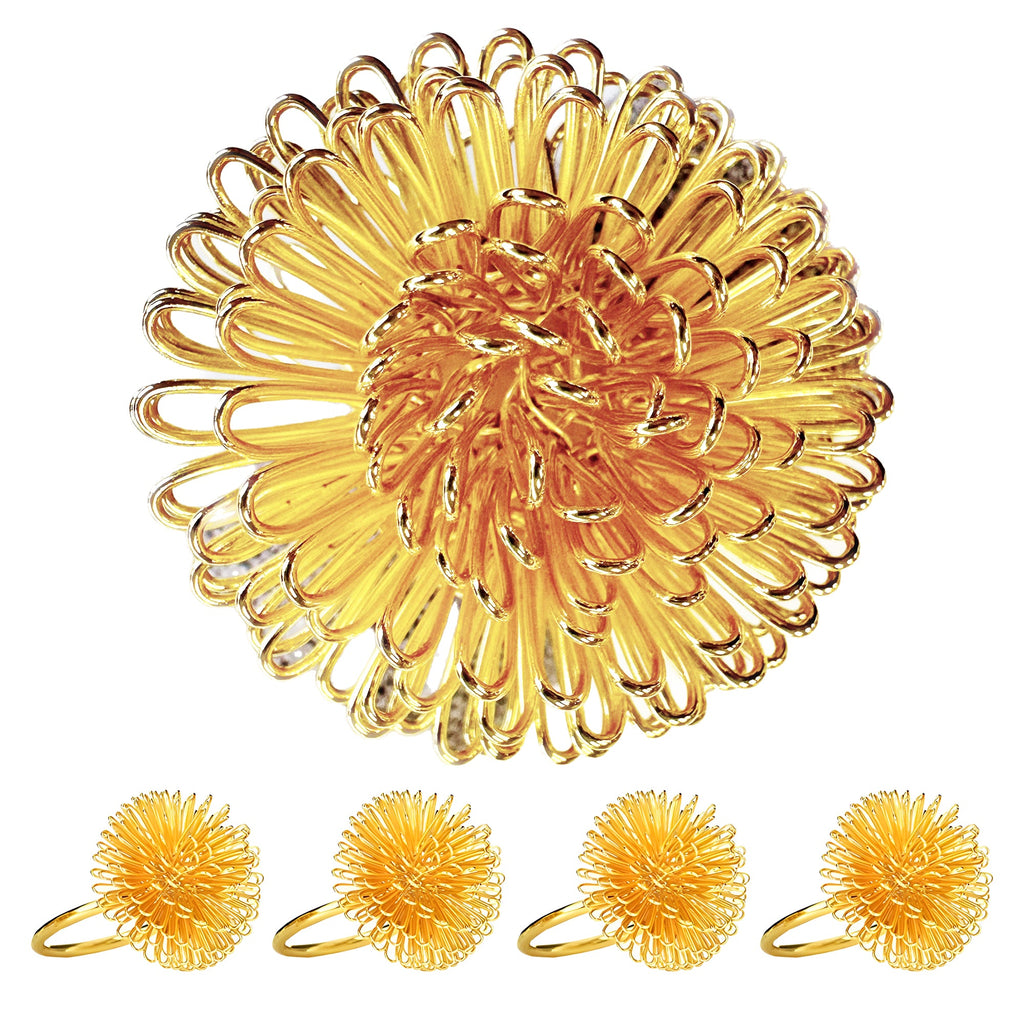 Floral Grace – Napkin Rings in Gold Floral Design, Artistic Decorative Dining Table Accent