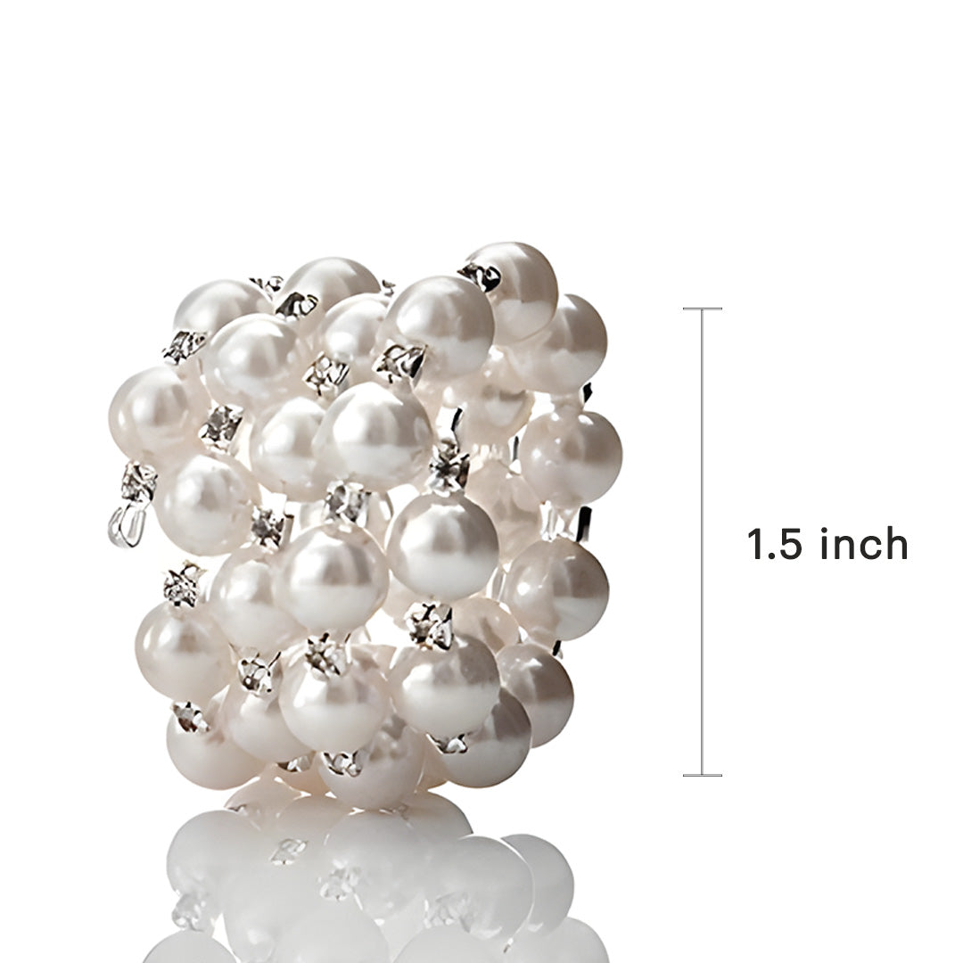 Pearl Majesty – Napkin Rings in Silver Pearl Crystal Design, Luxurious Decorative Dining Table Accent