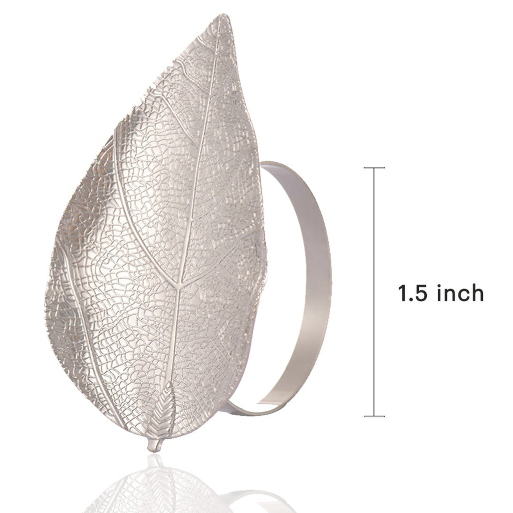 Silver Grace – Napkin Rings in Silver Leaf Design, Elegant Decorative Dining Table Décor