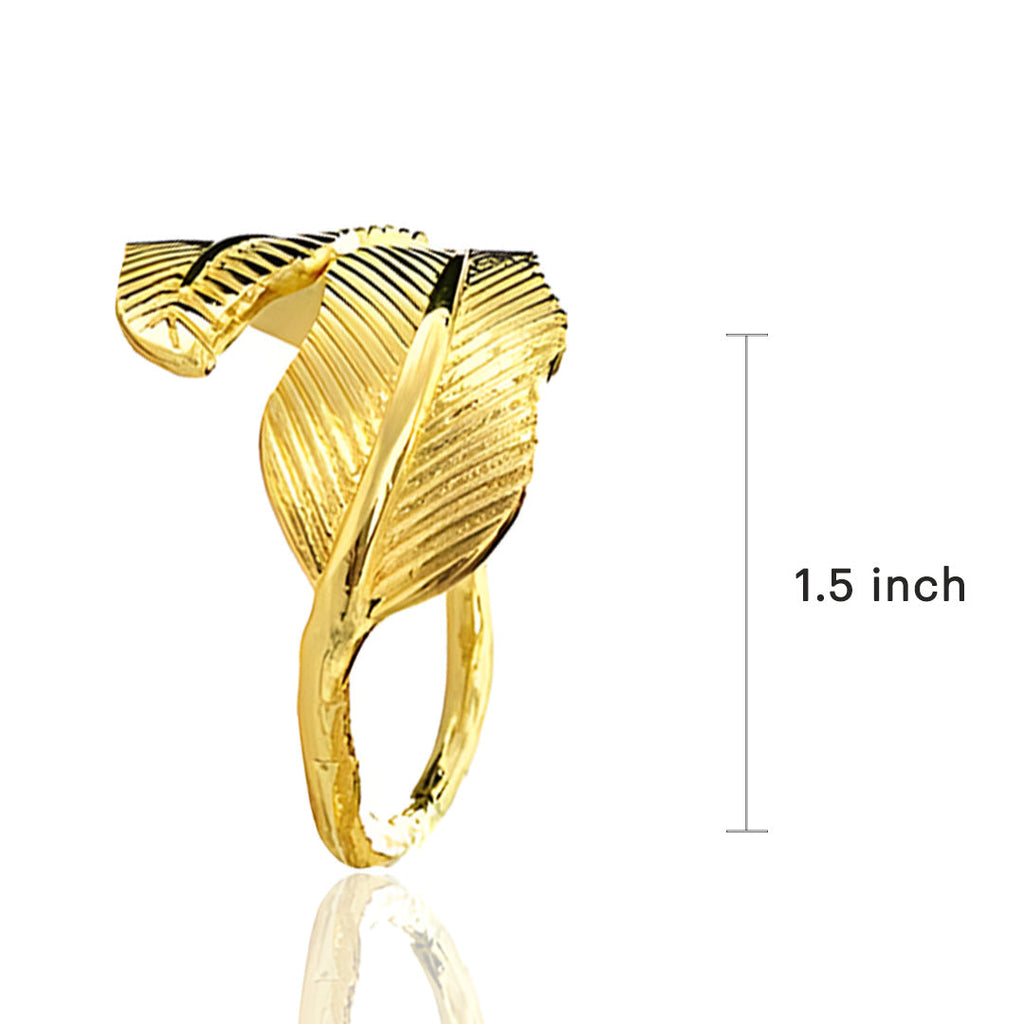 Golden Serenity – Napkin Rings in Gold Leaf Design, Elegant Decorative Dining Table Décor