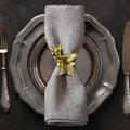 Festive Charm – Napkin Rings in Gold Reindeer Design, Artistic Decorative Dining Table Décor