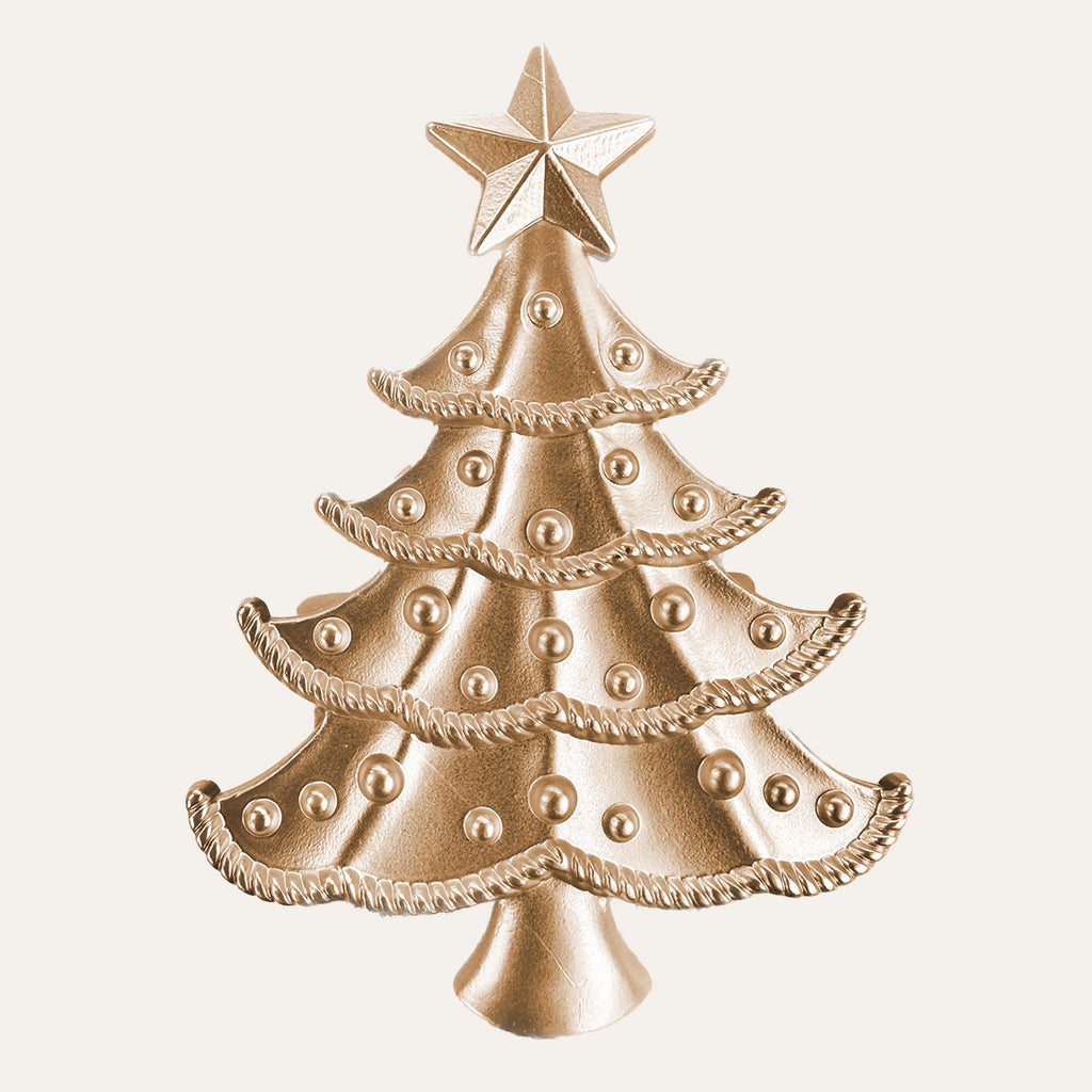 Golden Noel – Napkin Rings in Gold Christmas Tree Design, Elegant Decorative Dining Table Décor