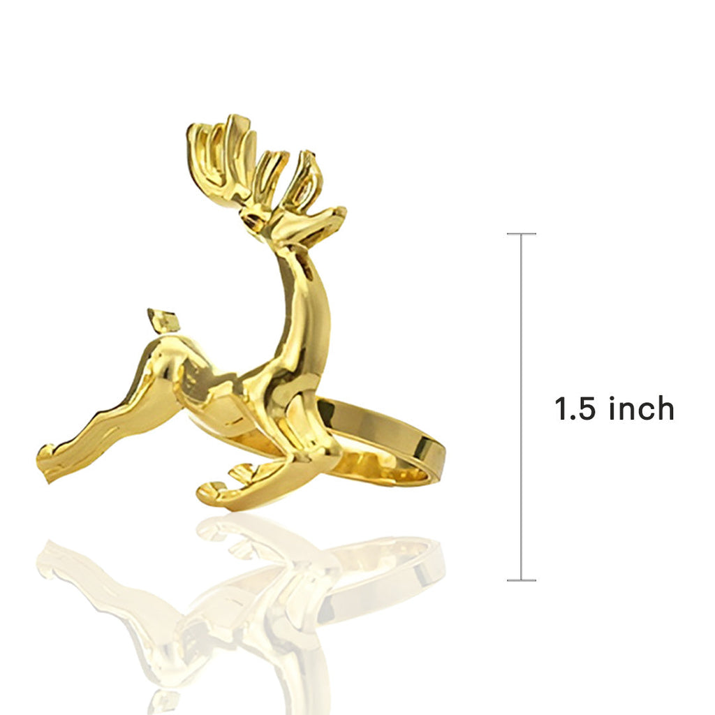 Golden Reindeer – Napkin Rings in Gold Reindeer Design, Elegant Decorative Dining Table Décor