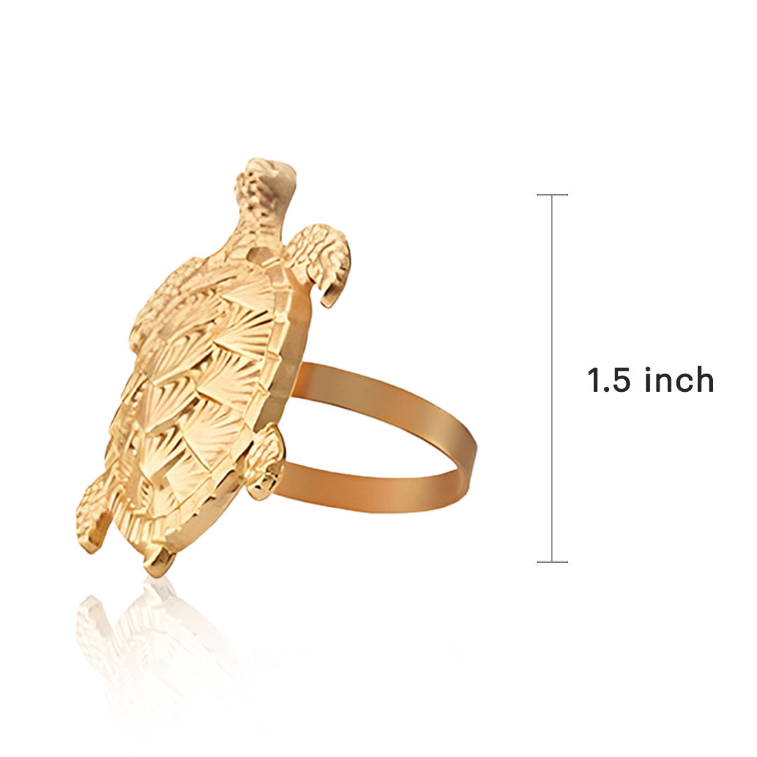 Golden Shell – Napkin Rings in Gold Turtle Design, Elegant Decorative Dining Table Décor