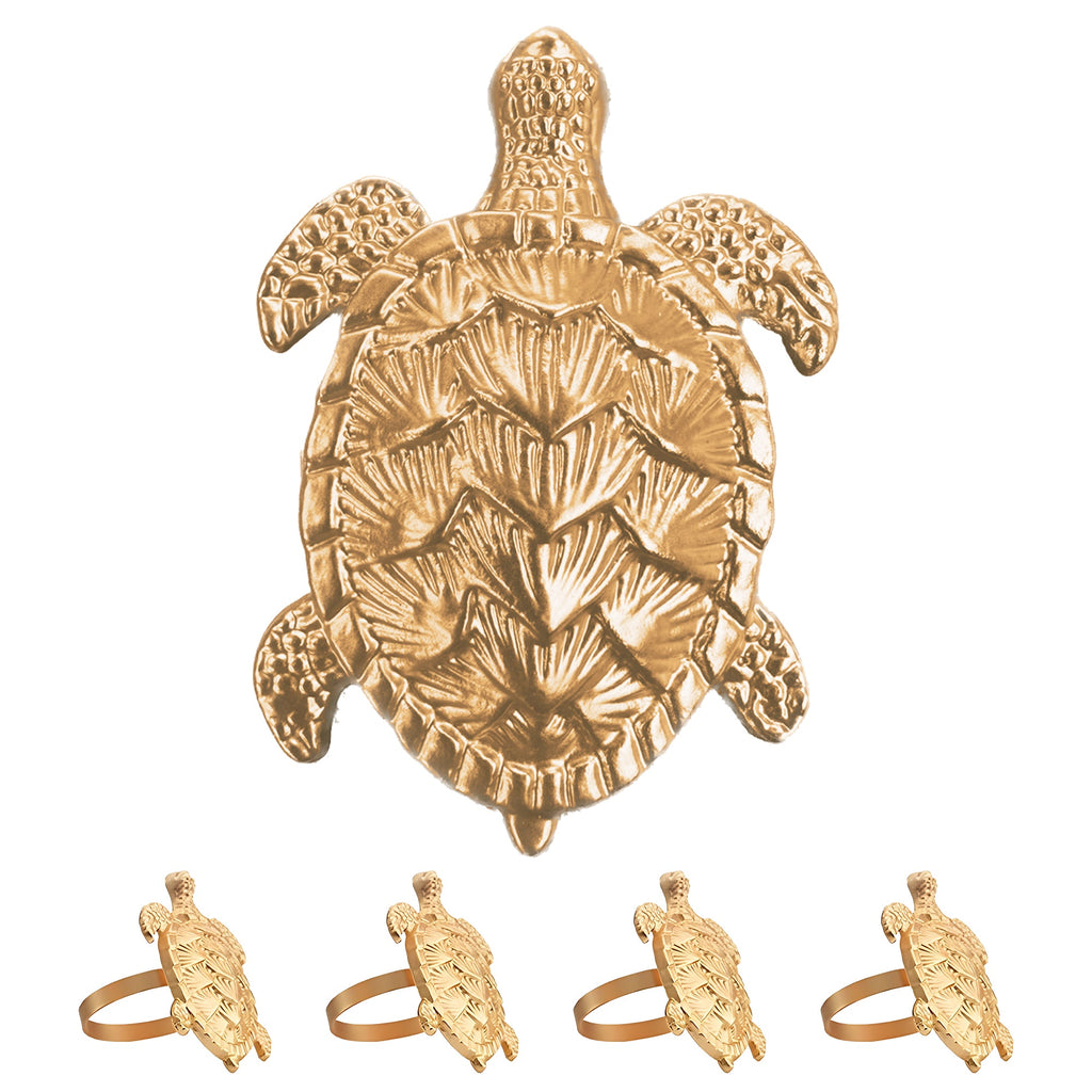Golden Shell – Napkin Rings in Gold Turtle Design, Elegant Decorative Dining Table Décor
