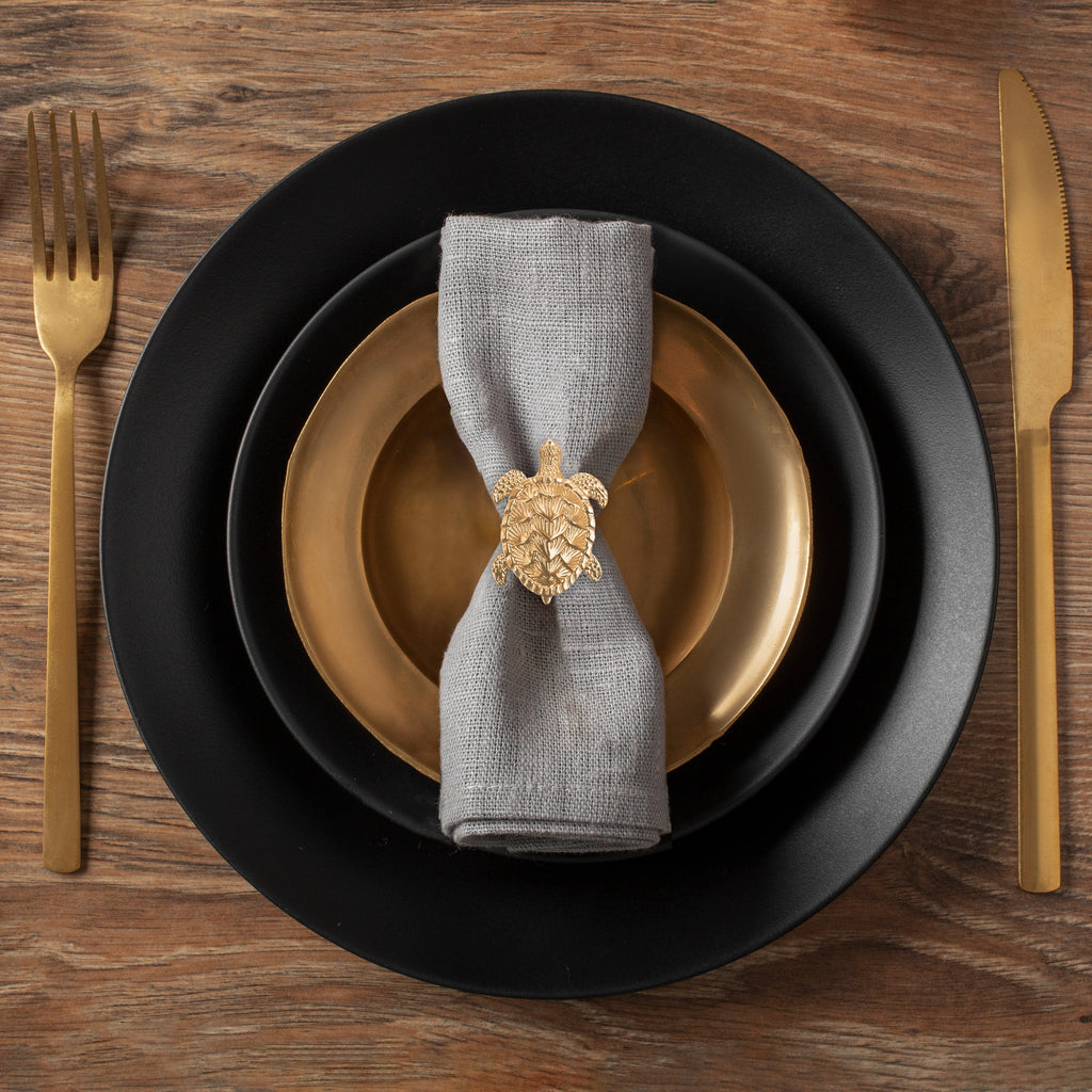 Golden Shell – Napkin Rings in Gold Turtle Design, Elegant Decorative Dining Table Décor