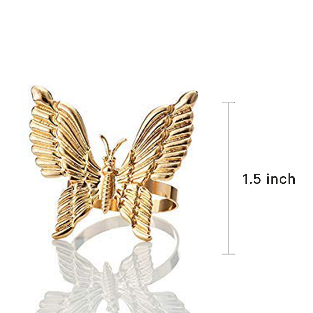 Golden Flutter – Napkin Rings in Gold Butterfly Design, Elegant Decorative Dining Table Décor