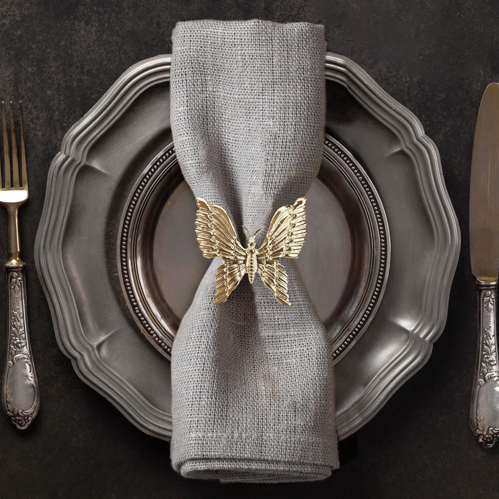 Golden Flutter – Napkin Rings in Gold Butterfly Design, Elegant Decorative Dining Table Décor